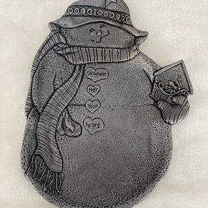 Carson Statesmetal Pewter Snowman Decorative candy dish or platter